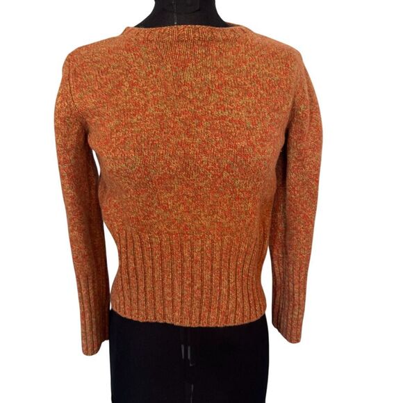 Italian Virgin Wool Womens Sweater EU Large Orange Cozy Knit Thermal Boho Fall‎ - Picture 1 of 10